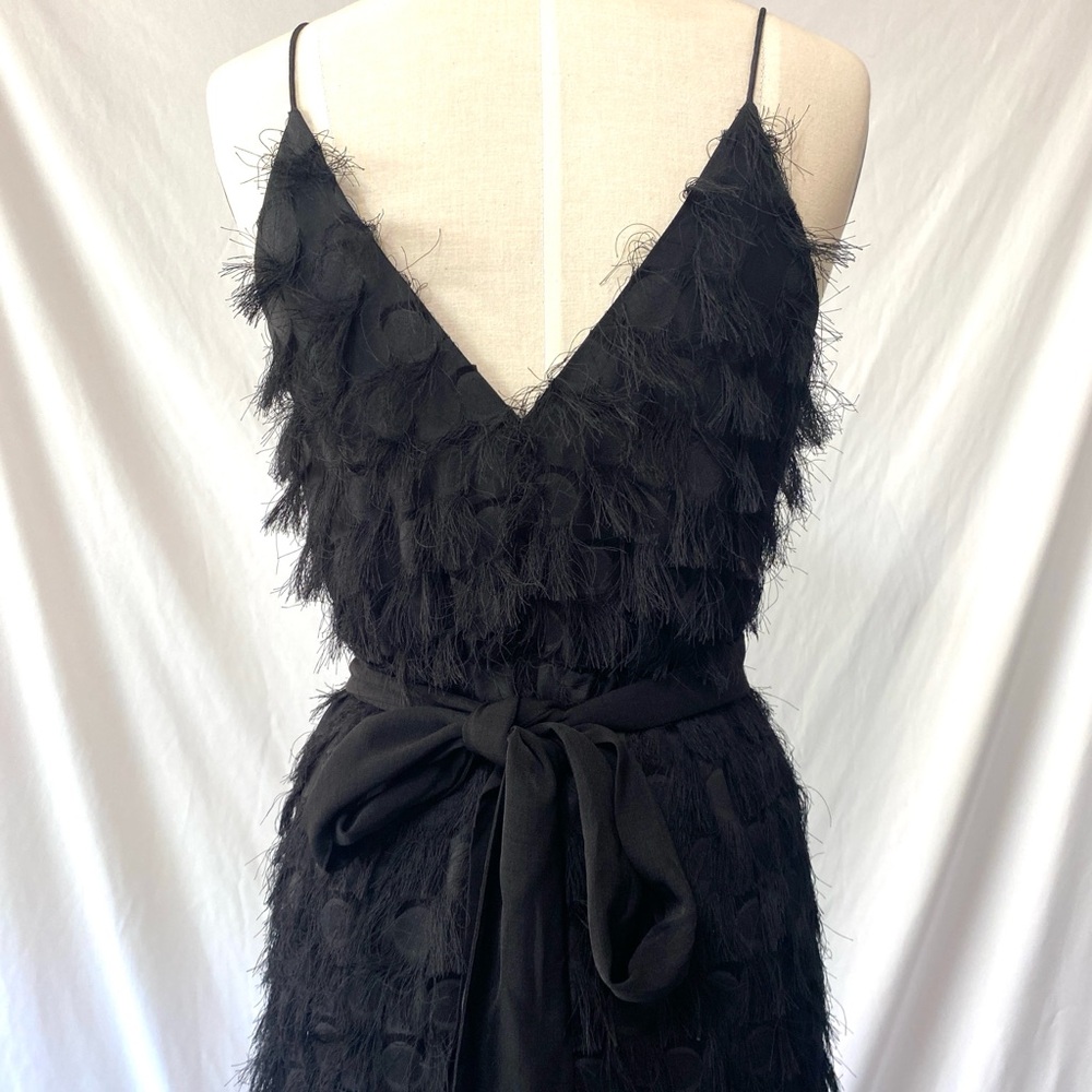 ALI + JAY Long Black Shag Fringe Dress with Spaghetti Straps XS - Picture 5 of 8